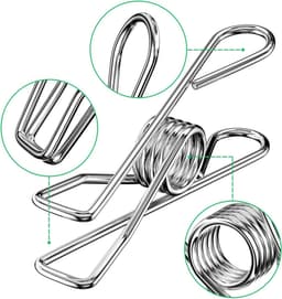 Wasknijpers - Roestvrijstalen clips - Kleine metalen clips - Antislip clips - Geschikt voor handdoeken, sokken, ansichtkaarten en snackzakjes - 100 stuks per verpakking - Zilver — thumbnail 5