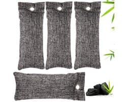 Dailygoods- Actieve Koolzakken 4 Stuks - Geurabsorbeerder - Herbruikbaar - Bamboehoutskool - Ademend - Duurzaam Materiaal - Geurabsorber