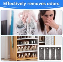 Dailygoods- Actieve Koolzakken 4 Stuks - Geurabsorbeerder - Herbruikbaar - Bamboehoutskool - Ademend - Duurzaam Materiaal - Geurabsorber — thumbnail 2