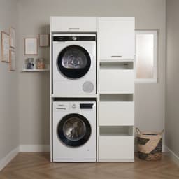 Washcab® Wasmachine Kast - Droger Verhoger - Wasmachine Ombouw - Droger op wasmachine Wit - Stack Set 2 - 5 jaar garantie — thumbnail 2