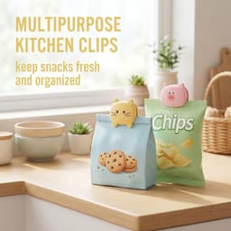 Keukenclips 2 Stuks - Voedselzak Sluiters - Zakken Sluiten - 3-In-1 Multifunctioneel - Compact Formaat - Zwart — thumbnail 2