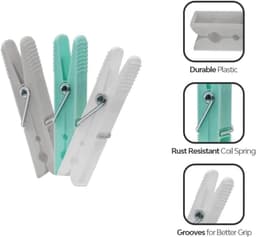 Wasknijpers - Kledingknijpers Waslijn - Kleding Drogen - Sterke Antislip Grip - 7 cm - Wit — thumbnail 5