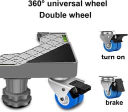 Verstelbare trolley met bewegende wielen - basisstandaard voor koelkast, vriezer, wasmachine en droger (45-65 cm) - stevige lade voor fornuizen en vaatwasser (4 poten, enkel wiel) — thumbnail 4