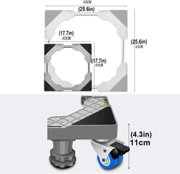 Verstelbare trolley met bewegende wielen - basisstandaard voor koelkast, vriezer, wasmachine en droger (45-65 cm) - stevige lade voor fornuizen en vaatwasser (4 poten, enkel wiel) — thumbnail 3