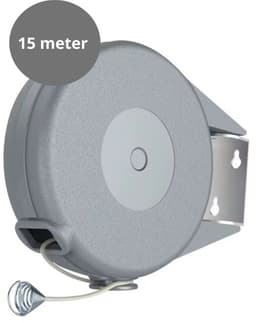 V&P Products® Uittrekbare Waslijn 15 Meter – Flexibele Roldrooglijn voor Binnen en Buiten – Inclusief Bevestigingsmateriaal - Grijs — thumbnail 1