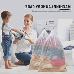 Waszakken 60x90cm, 2 Stuks, Mesh Waszakken voor Kleding, Ondergoed, Sokken en Babykleding, Duurzaam en Herbruikbaar met Trekkoord — thumbnail 4