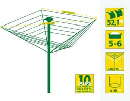 Droogmolen met Voet voor Camping & Thuis - Wasrek Staand - Droogrek Inklapbaar - wassysteem — thumbnail 2