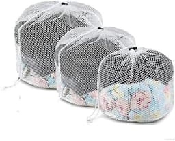Netwaszakken - 3 Stuks - Waszakken - Herbruikbare - Wasnet - Waszakjes - Kledingzakjes - Herbruikbare - Travel Organizer - Wasnetten voor WasmachineGeschikt - Geschikt voor Babykleding - Sokken - Shirts - iverschillende maten - Wit — thumbnail 1
