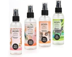 Deodoriser spray voor kleding, 4 flessen, antibacterieel, lichte geur, luchtverfrisser, peach en kersenbloesem geur, kledingverzorging, geurverspreider, textielverfrisser
