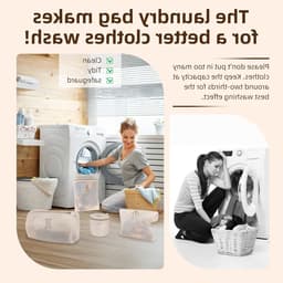 Set van 4 waszakken van gaas in verschillende maten met symbolen voor het sorteren van kleding zoals shirts, jurken en broeken — thumbnail 3