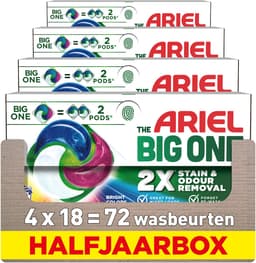 Ariel The Big One Wasmiddel Pods Stralende Kleuren - 4 x 18 Wasbeurten - 1 Big One = 2 reguliere Ariel Pods — thumbnail 1