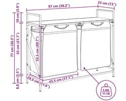 vidaXL - Wasmand - 2 - vakken - met - plank - grijs - sonoma - eiken