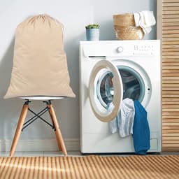 Ibenzoa® Extra Grote Natuurlijke Kleur Katoenen Waszakken Set van 6 met Trekkoordsluiting — thumbnail 2