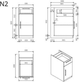 Wasophoogte® Wasmachine Kast Shanghai - Wasmachine verhoger - Wasmachine ombouw - 700(D)*2230(B)*2110(H) mm - Wit — thumbnail 3