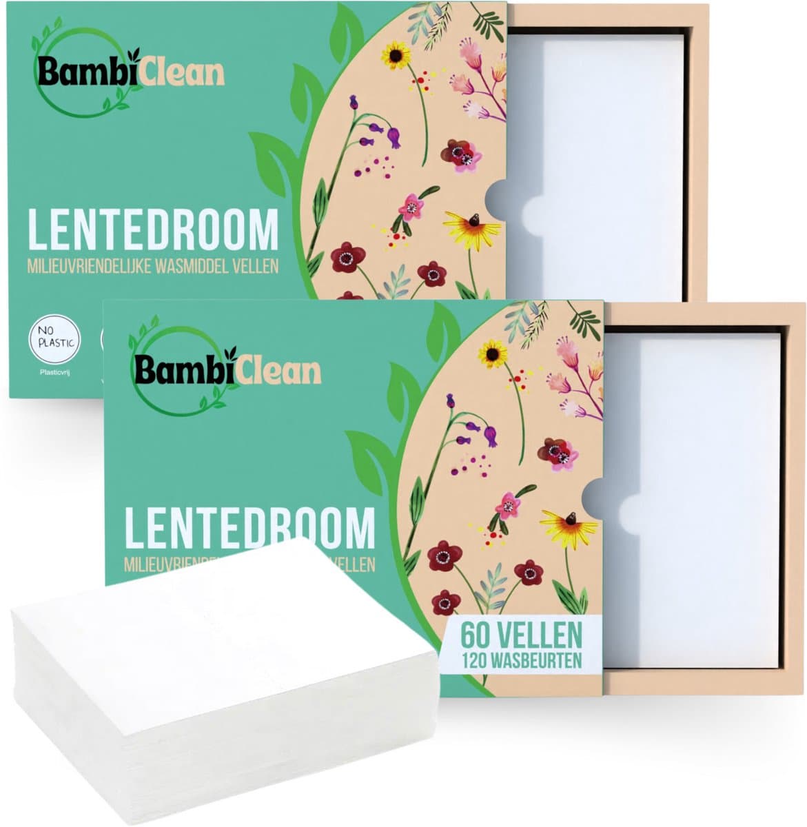 BambiClean Wasstrips Voordeelverpakking Lentedroom - 240 wasbeurten - Milieuvriendelijke Wasmiddeldoekjes - Wasmiddel Strips Proefpakket — afbeelding 1