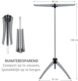 TATKRAFT Art Moon CEDAR stevig opvouwbaar kledingrek, kleerhangerstandaard, droogrek binnen/buiten, max. capaciteit 22 kg of 63 kleerhangers, eenvoudig te monteren, grijs — thumbnail 2
