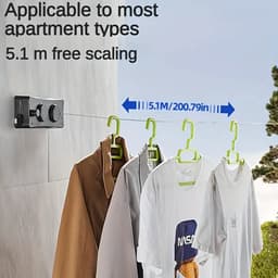 Uitschuifbare Waslijn - 5.1 meter Roestvrij Staal, Dubbele Lijn voor Binnen/Buiten voor Balkon & Huurkamers, Waslijnen — thumbnail 4