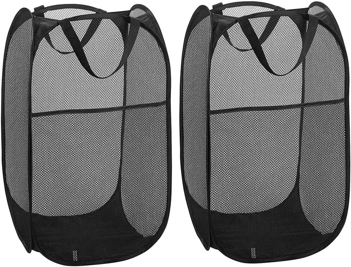 Wasmanden - wasmand opvouwbaar - Verpakking van 2 - Wasruimte - Opbergmand - Wasmand - Ronde opbergmand - Thuisgebruik - Opbergen - Kinderkamer - Zwart 36 x 36 x 58 cm — afbeelding 1