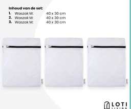 Loti Living Waszakken 3 stuks - Waszakken voor wasgoed - Waszak voor Wasmachine - 30x40 cm — thumbnail 2