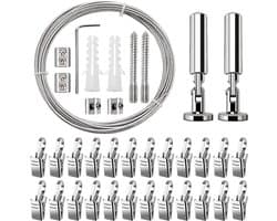 Ibenzoa® Robuuste Metaal Gordijn Bevestigingsset met 24 Verstelbare Clips - Voor Diverse Gordijntypes