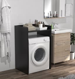 Wasmachine kast - wasmachine ombouw kast - wasmachine meubel - zwart — thumbnail 3