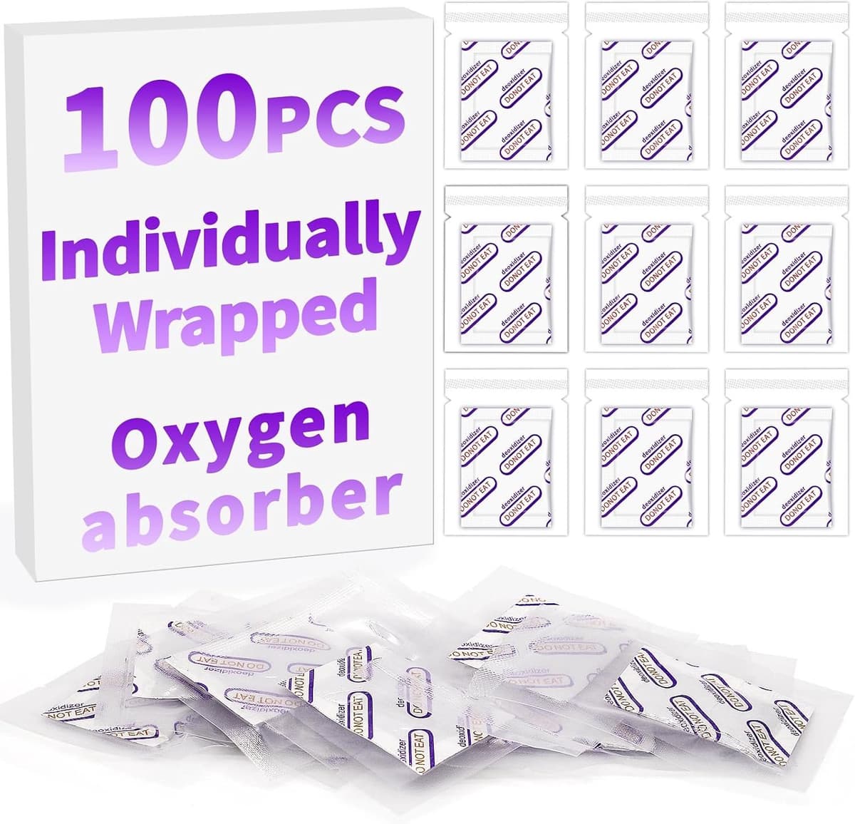 Verpakt - Midukit zuurstofabsorberende stoffen voor voedselopslag 500cc, 100 verpakkingen, voedselveilige verpakkingen voor langdurige voedselopslag, Mason potten, Mylar zakken, inblikken — afbeelding 1