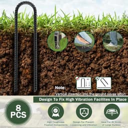 SnelShoppen - Pack van 8 U-vormige grondspikes 30 cm voor tenten, trampolines, schuttingen en luifels, roestvrij staal, duurzaam en weerbestendig voor — thumbnail 3