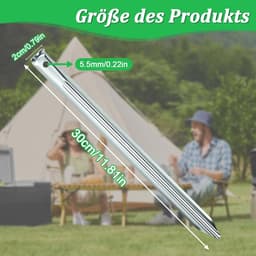 SnelShoppen - Pack van 12 Tentstaken, Grondankers 30 cm, V-profiel, Robuuste Metalen Grondspikes voor Camping, Tuin, Vissen en Avontuur — thumbnail 4