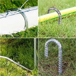 SnelShoppen - Pack van 8 Gegalvaniseerde Grondankers, J-vormige Grondpinnen, Tentstaken, Tuinankers van Gegalvaniseerd Staal, 30 cm voor Camping, Tuin — thumbnail 2