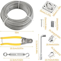 SnelShoppen - 50 m Kledinglijn Buiten met 67 Rvs Spankabels, 20 Ringclips, 4 Haakjes en 4 Spanning Locks voor Tuin, Camping en Buitenactiviteiten — thumbnail 5