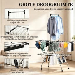 Wasrek Inklapbaar – Extra Droogrek – Opvouwbaar RVS Wasrek – Stevig en Ruimtebesparend – 13.8m Drooglengte – Binnen & Buiten – Duurzaam — thumbnail 2