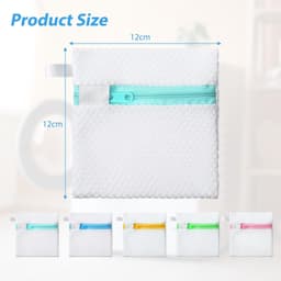 Mini Wassenet - Multikleur - 12 x 12 cm - Duurzaam Polyester met Rits - Voor Kleding en Waskorrels — thumbnail 3