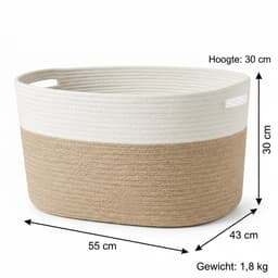 Gocolife - Wasmand - 71L – Opvouwbaar – Beige/Wit – Katoen – XXL – Multifunctionele - Opbergmand — thumbnail 2