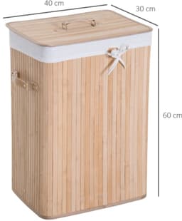 Smalle Wasmand met Deksel 72L – Waskorf met Handgrepen voor Wasruimte en Slaapkamer Natuur — thumbnail 2
