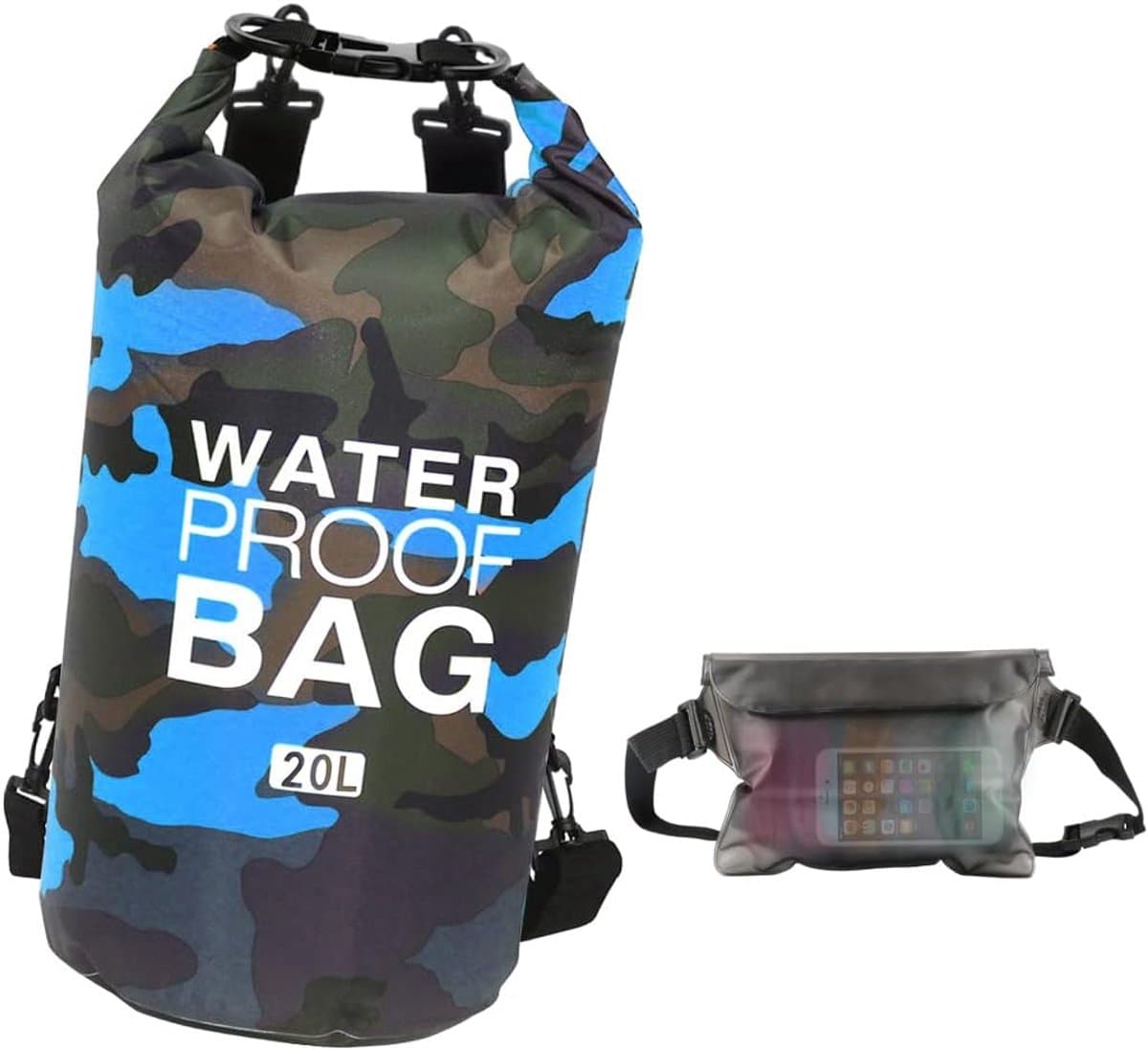 pakzak, drijvende droogrugzak, strandtas, lichte droogzak voor strand, boottochten, vissen, kajakken, zwemmen, rafting, camping, 5 l, 10 l, 15 l, 20 l, 30 l — afbeelding 1