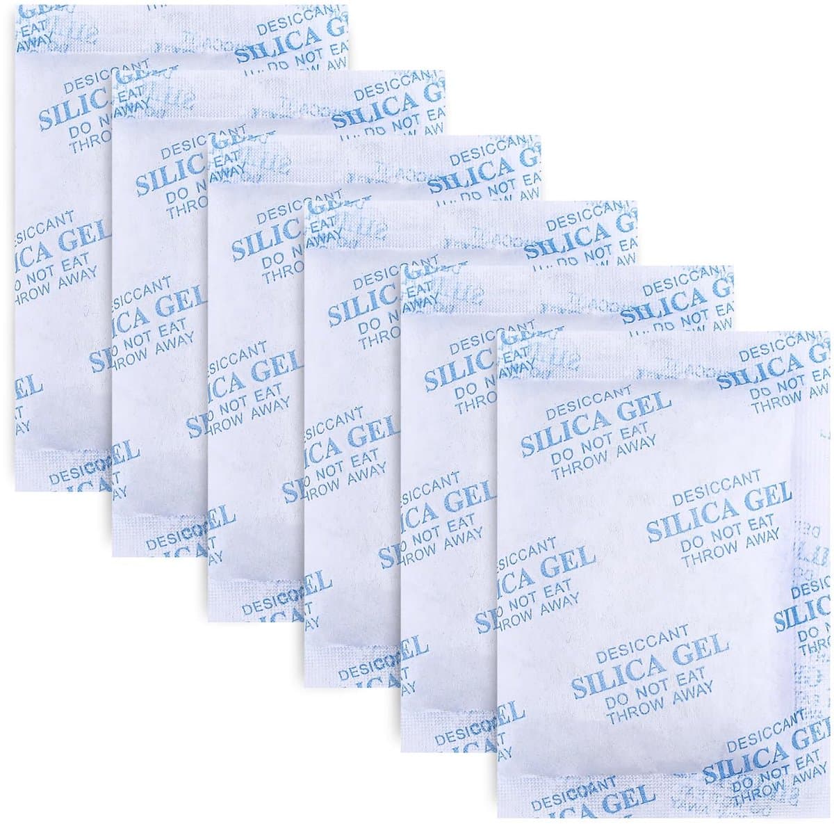 droogmiddel, 6 verpakkingen van elk 50 g, vochtabsorberend, herbruikbare silicagel, droogzak tegen vocht, voor badkamer, kast, schoenen, leer, artikelopslag — afbeelding 1