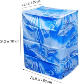 Jojofuny Wasmachine Beschermhoes Polyester Satijn Decoratief Golfpatroon Universele Pasvorm Ritssluiting — thumbnail 3