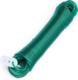 Stevige waslijn met PVC-buitenkant - 50 meter sterke staalkabel voor buiten — thumbnail 1