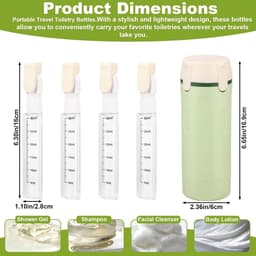 4-in-1 Reisflessen voor Toiletartikelen, Lekvrije 4-in-1 Reisdispenserfles met 4 Navulbare Knijpflesjes met Pompje Erin voor Shampoo Lotion Conditioner Crème — thumbnail 4