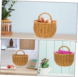 1set Wandmand Voor Gember Knoflook Handgeweven Opbergmand Van Ruimtebesparend Duurzaam Elegant Ontwerp Voor Keuken Bloemdecoratie — thumbnail 5