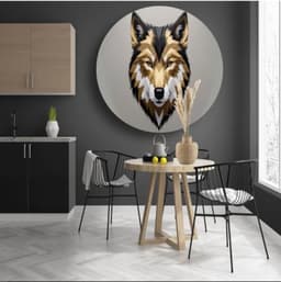 Wolf muurcirkel, Animal wandcirkels, Rond schilderij Geometrisch, Muurdecoratie industrieel, Rond schilderij, Kunst muurcirkel forex 80x80 cm — thumbnail 3