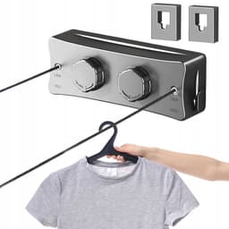 Uittrekbare Waslijn Dubbel - Wand Waslijn 5,1 Meter - Intrekbare Kledinglijn - Ruimtebesparende Drooglijn - 304 RVS Waslijn - Met Spanningsregeling - Voor Balkon, Badkamer en Wasruimte — thumbnail 1