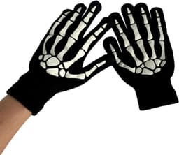 Volwassenen kinderen skelet bot handschoenen gloeien in de donkere volledige vinger handschoenen voor Halloween — thumbnail 2