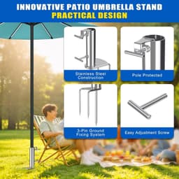Parasolgrondanker - Stijl B - 3 Vorken - Robuust Metaal - Voor Tuin en Strand — thumbnail 2
