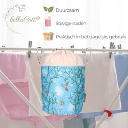 Draagbare katoenen opbergtas met trekkoord en karabijnhaken – voor huishouden, tuin en camping — thumbnail 3