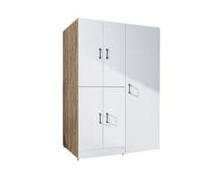 Roomart DORA-II Wasmachine Ombouwkast 130x186 cm - Wit Eiken