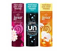 Lenor Geurbooster Geurparels Voordeelset – 3 x 240 g – Jasmin & Rose de Mai, Unstoppables Fresh & Ambre & Orchidée