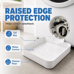 Lekbak Wasmachine - Afvoerbak voor wasmachines - Wasmachine Wateropvangbak - Wasmachine opvangbak - voor wasmachine en vaatwasser - Opvangbak - Lekbak - Wateropvangbak - voor kelders, appartementen, stacaravans, garages, woningen - 17.8*17.8 cm - wit — thumbnail 2