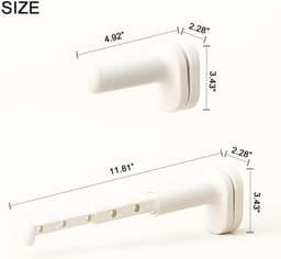 Bobypet - Wasrek - Reisdroogrek- Wasrek inklapbaar Set-van-2 - Compact Droogrek zonder Boren - Klembaar Kledingrek met 5 Sleuven - Voor Balkon, Hotel en Studentenkamers - Wit — thumbnail 2