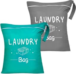 Waszak 2-delige set - Waterdichte waszak - Opvouwbare waszak - Geschikt voor sportkleding - Met draagtas en ritssluiting - Lichtgewicht en multifunctioneel - Wasmand — thumbnail 1